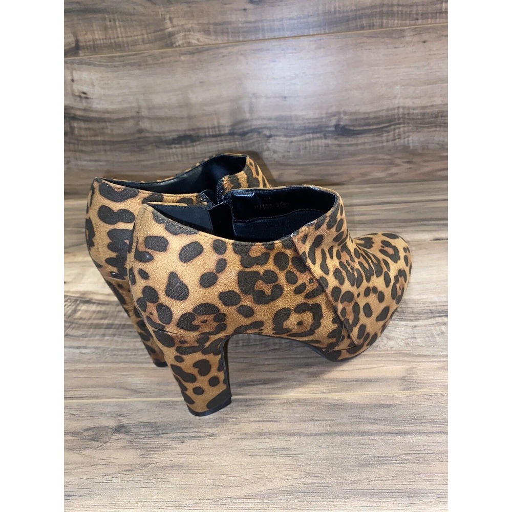 Allegra K Women's Platform Round Toe Chunky Heel Ankle Booties, Leopard,‎ Sz 9 - Picture 3 of 6